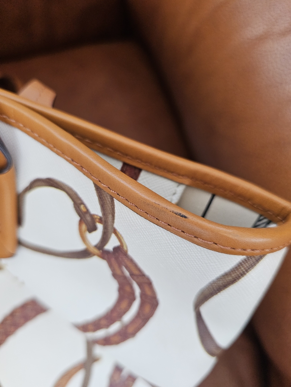 LAUREN by Ralph Lauren Caldwell Belting Classic Tote in White - Picture 9 of 16